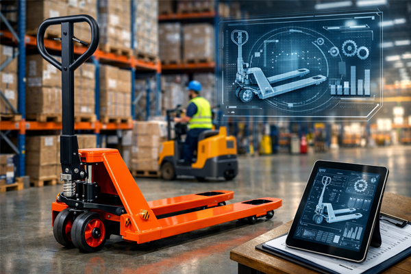 Hydraulic hand pallet truck used in warehouse material handling