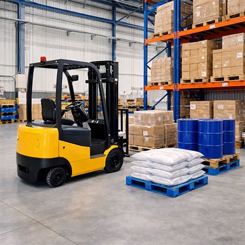 industrial-material-handling-india-setup Industrial material handling setup featuring a counter balance stacker in India.