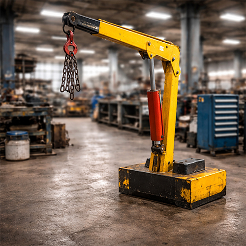 Counter balance floor crane with no front legs for easy machine access in Ahmedabad.