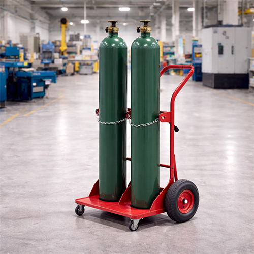 nitrogen-gas-cylinders-double-trolley Double gas cylinder trolley for industrial nitrogen tanks in Gujarat.